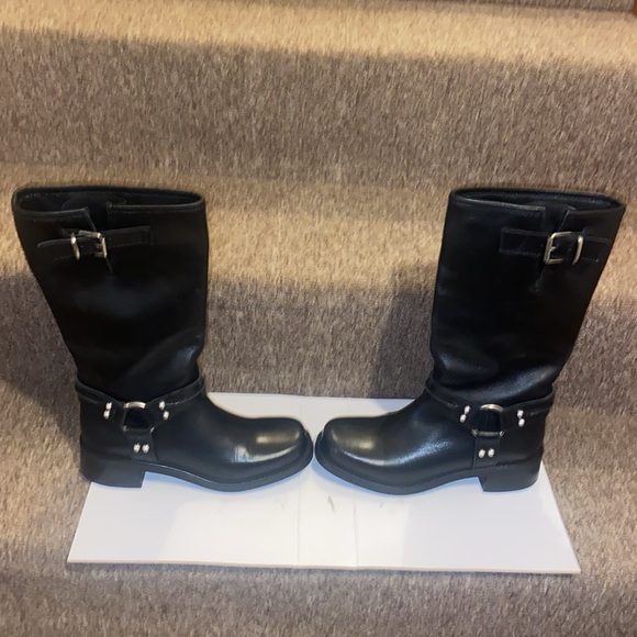 ♣️NWT Steve Madden Black Genuine Leather Harness Moto Boots - Picture 8 of 15